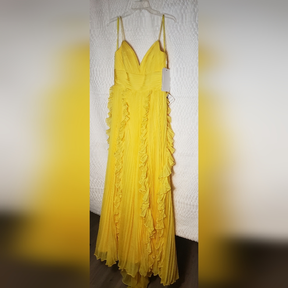 Mac Duggal Ruffle/Pleated Yellow Dress - Picture 8 of 8